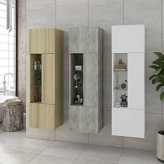 Drop Instinct Wall Hung Cabinet Bathroom Column Cabinet L40xD32xH140cm Smoked Oak