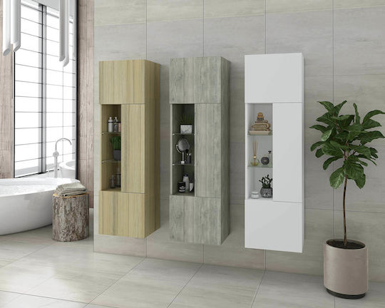 Drop Instinct Wall Hung Cabinet Bathroom Column Cabinet L40xD32xH140cm Smoked Oak