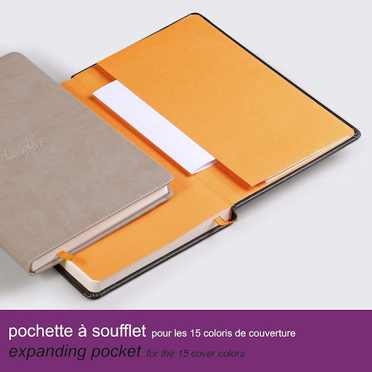 Rhodia Тетрадка 96 Листа A5 На райета с Ластик и Калъф за Химикалка Лилав