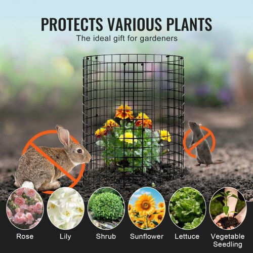 VEVOR 6 Pack Plant Protector from Animals 12.6'' Diameter x 14'' H Metal Plant Cage