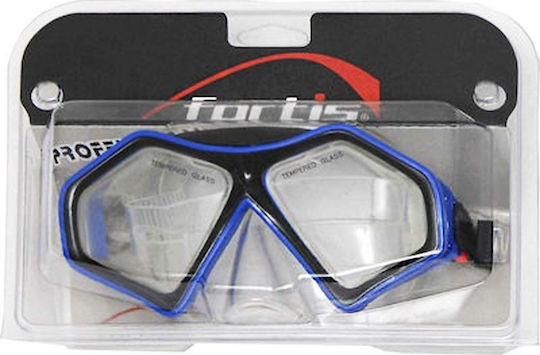 Fortis Μάσκα Θαλάσσης PVC με Λουρί & PC Πλαίσιο Μαύρη