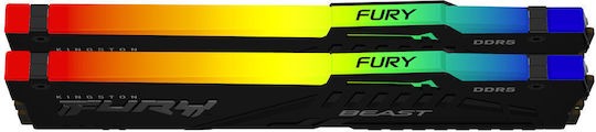Kingston Fury Beast RGB DDR5 16GB RAM με 2x8GB Modules και Ταχύτητα 6000 για Desktop