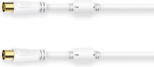 HAMA Cablu Antenă Coaxial de sex masculin - Coaxial de sex feminin Alb 10m (00205250)
