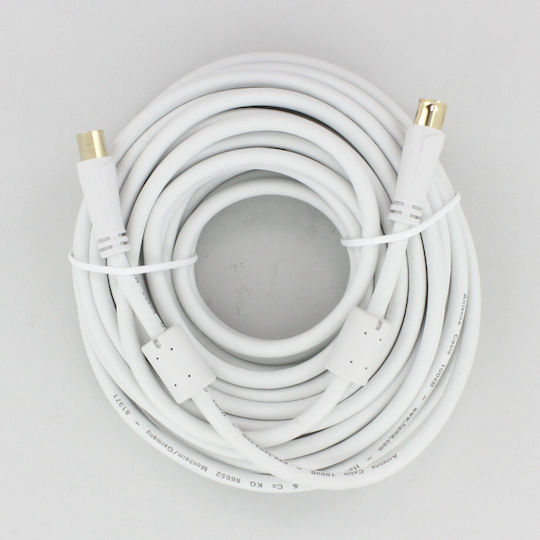 HAMA Cablu Antenă Coaxial de sex masculin - Coaxial de sex feminin Alb 10m (00205250)