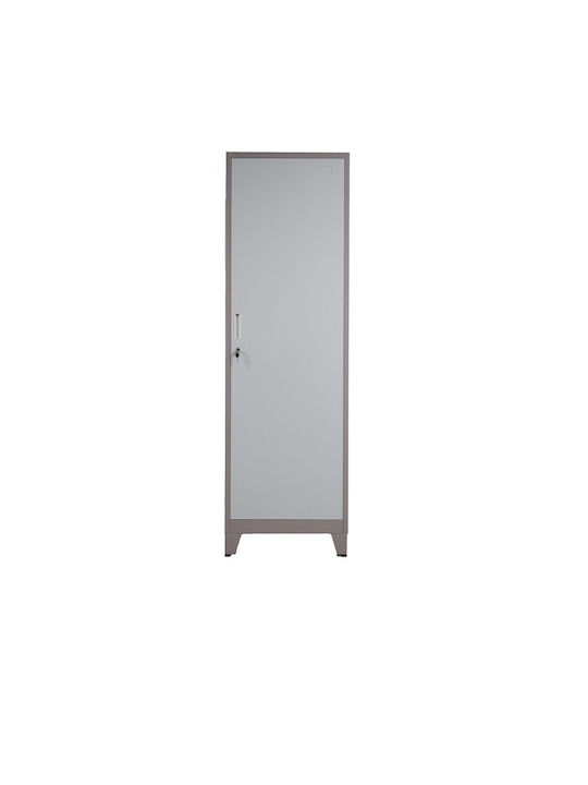 Single-Leaf Metallic Cabinet with Locking Capability with 4 Shelves 60x40x195 cm