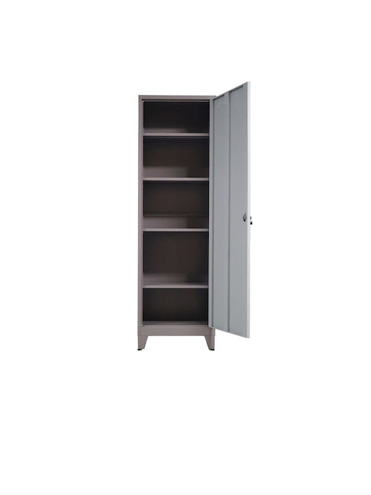 Single-Leaf Metallic Cabinet with Locking Capability with 4 Shelves 60x40x195 cm