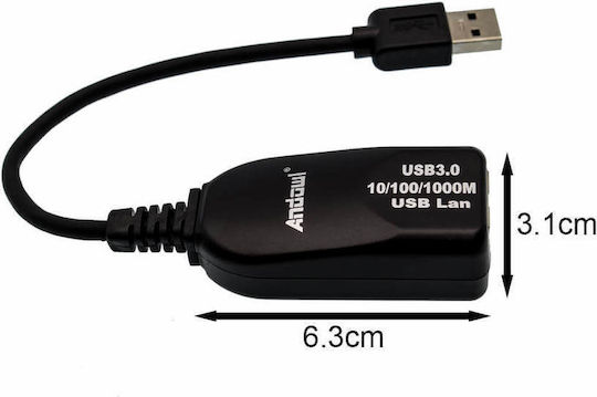 Andowl Q-JC82 Αντάπτορας Δικτύου USB με Ενσύρματη Σύνδεση Gigabit Ethernet