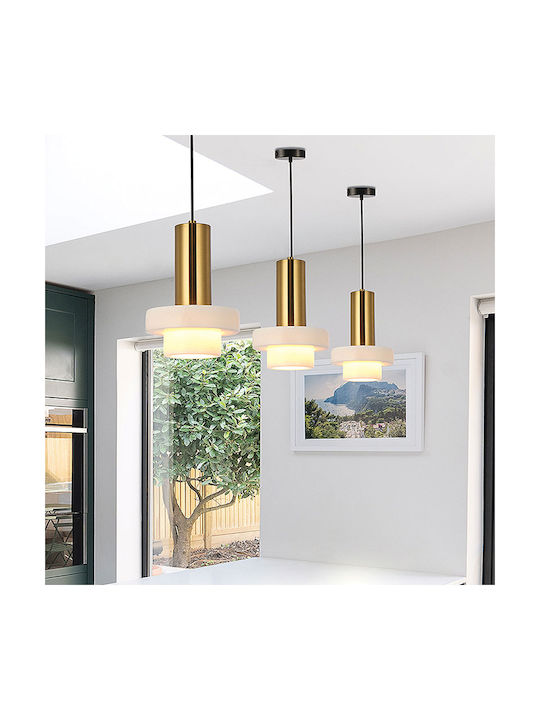 Viokef Marble Ρυθμιζόμενο Κρεμαστό Φωτιστικό Χρυσό Ράγα με Ντουί E27 15x140εκ.