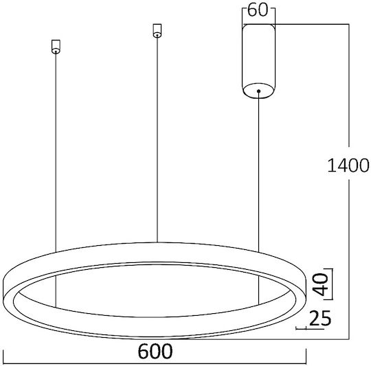 Braytron Hängelampe Weiß 60cm.