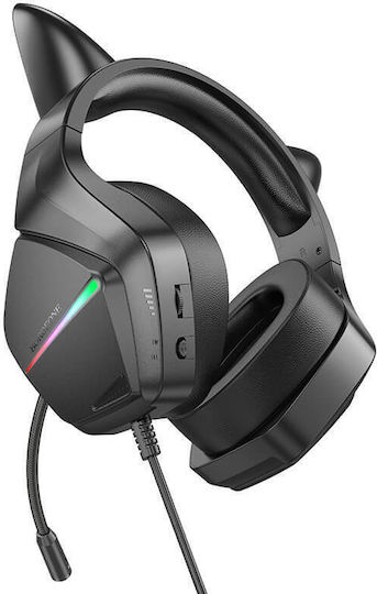 Borofone BO106 Over Ear Gaming Headset με σύνδεση 3.5mm Black / Pink