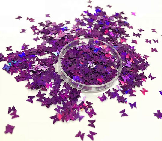 UpLac Butterflies Holo 16 Glitzersteine für Nägel in Lila Farbe