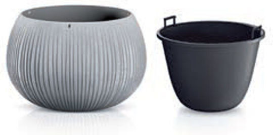 Iliadis Beton Bowl Ghiveci Plastic Gri 24x24x16εκ.
