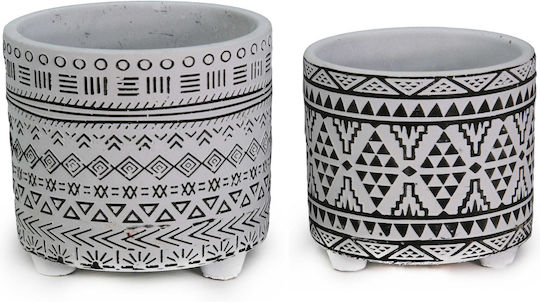 Viosarp Ethnic BW Set 2pcs Plant Pot Ceramic White