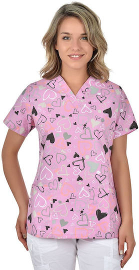B-Well Bambina Women's Pink Medical Blouse Cotton and Polyester