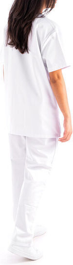 Women's White Medical Pants Cotton and Polyester