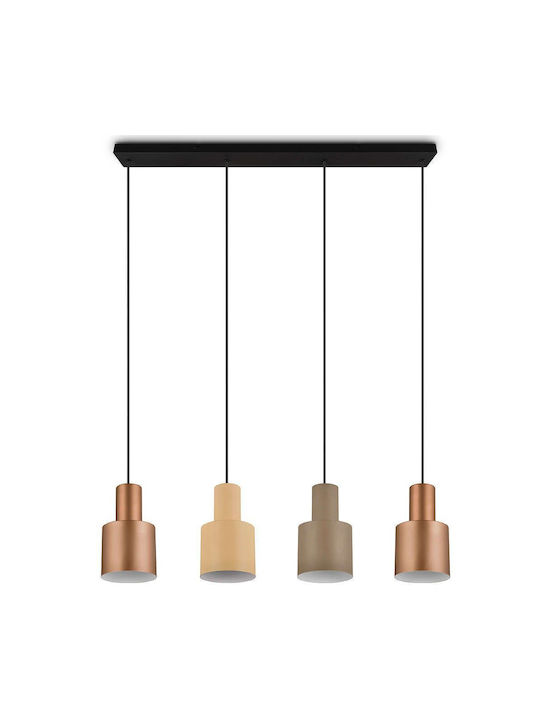 Trio Lighting Pendant Light Black Rail for 4 Bulbs E27 87x12x150cm