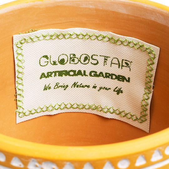 GloboStar Artificial Garden Jaipur Ghiveci Ceramică Portocaliu 16x16x16εκ.