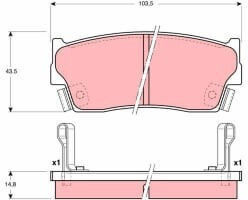 Set Plăcuțe De Frână Partea Din Față Trw Automotive Suzuki Vitara X-90 1.6/1.9d 09.95-03.99 Înălțime 43.5mm Lățime 103.5mm Grosime 14.8mm