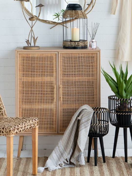 Artekko Planter Rattan Black with Stand 29x29x58cm.