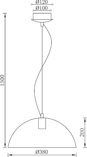 Braytron Висящо осветително тяло, черно, LED, 38x150x150 см,