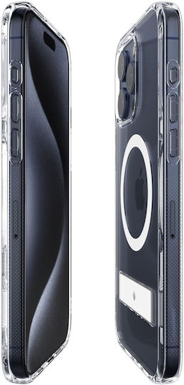 Caseology Capella Mag Kickstand Transparent Durable Hard Case Magsafe Kickstand Apple iPhone 15 Pro Clear White Acs06757