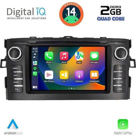 Digital IQ Ηχοσύστημα Αυτοκινήτου για Toyota Auris 2007-2012 (Bluetooth/USB/AUX/WiFi/GPS/Apple-Carplay/Android-Auto) με Οθόνη Αφής 7"