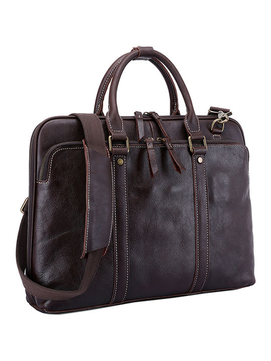 Geantă unisex pentru laptop 15.6 inch servietă geantă office stil business vintage maro