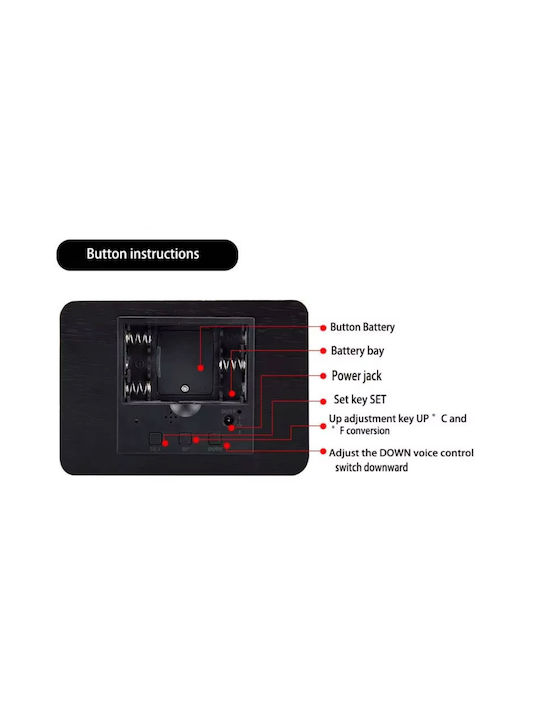 Tabletop Digital Clock with Alarm Brown 909481_br