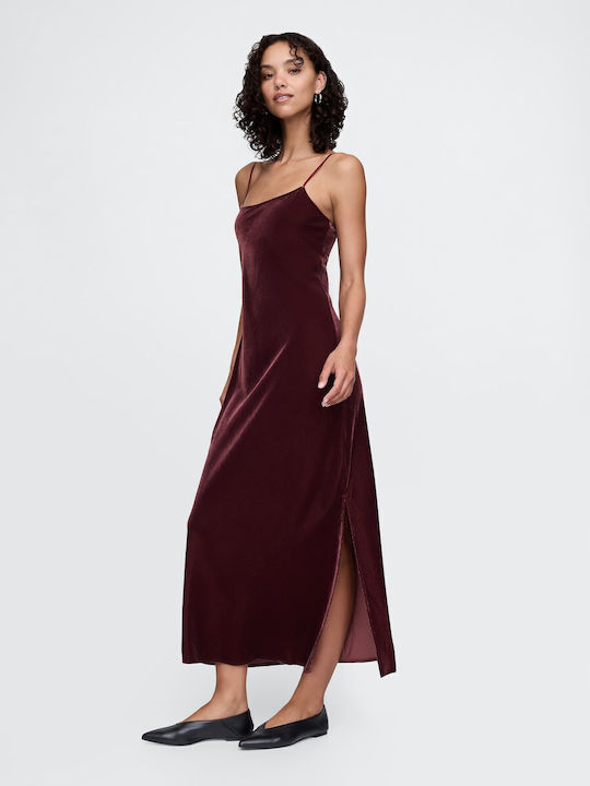 Midi Evening Velvet Dress Noir Red