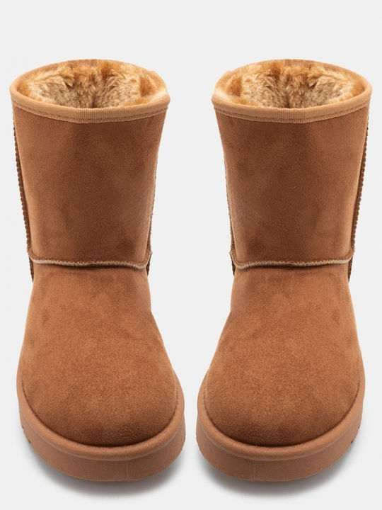 Women's Ankle Boots with Fur Brown