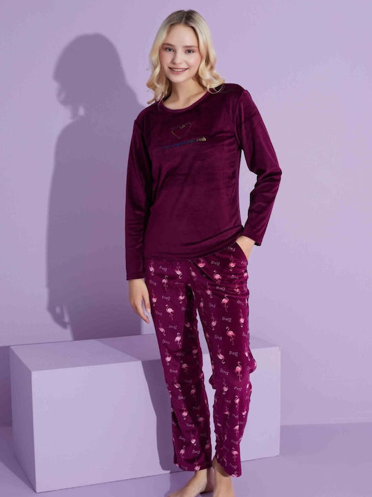 Tarik Winter Damen Pyjama-Set Burgundy