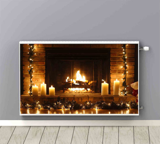 Magnetische Heizkörperabdeckung Kamin Weihnachten 60x100