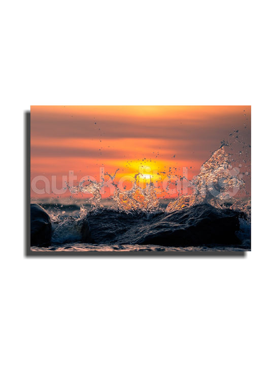 Canvas Painting Waves At Sunset 60cm X 40cm
