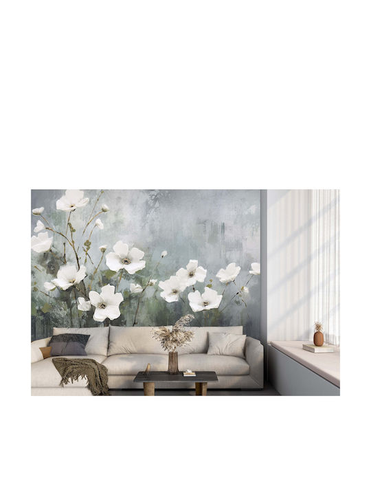 Moderne Wandbild Schlafzimmer Weiße Blumen Tapete 148x220