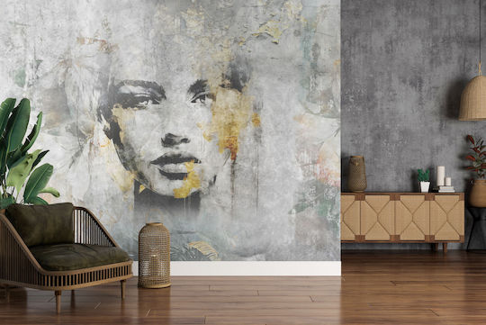 Wall Mural Living Room Woman Portrait Concrete Imitation 148x220