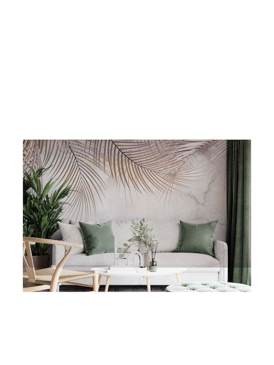 Boho Wandbild Wohnzimmer Fototapete Blätter Beige Wanddekoration 240