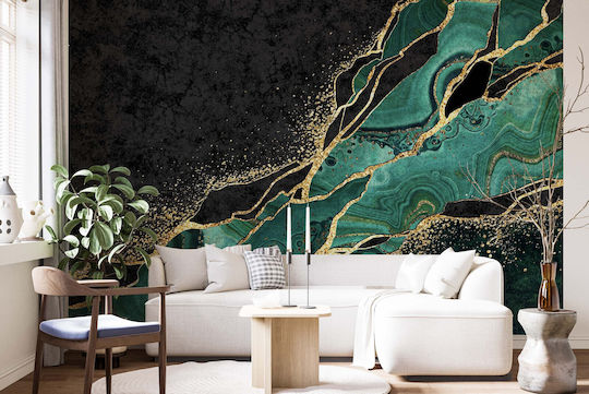 Τοιχογραφία Τοίχου Σαλόνι Glamour Veneer Marble Gold Wall Decoration 240x360