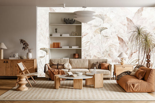 Mural Living Room Wallpaper Bedroom Brown Leaves 148x220