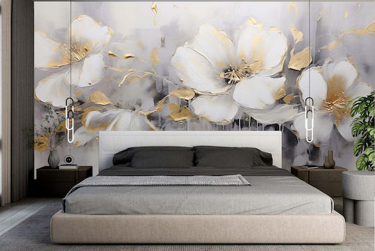 Fototapet Living Room Flori Albe Beton Tapet Dormitor 197x296