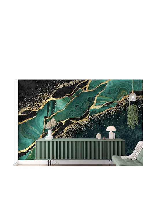 Fototapet Cameră de Zi Glamour Furnir Marmură Aurie Decorațiune Perete 240x360