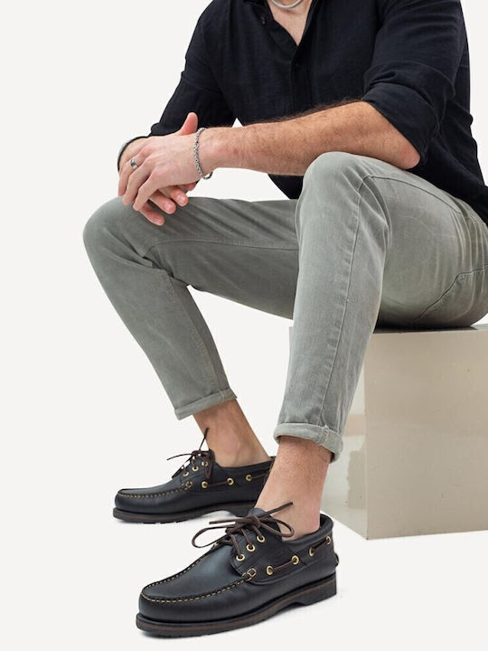 Men's Leather Boat Shoes Black