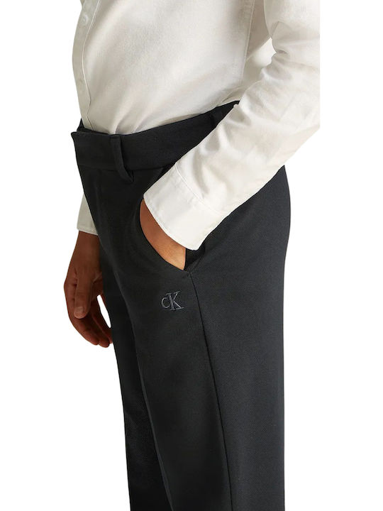 Kids' Chino Fabric Pants Black