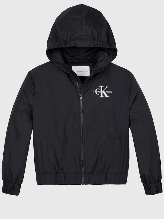 Αδιάβροχο Παιδικό Casual Μπουφάν με Κουκούλα Ck Black Essential