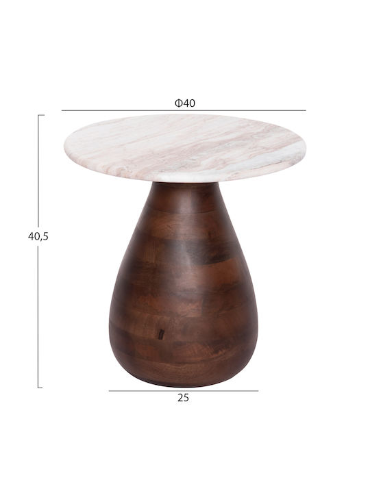 Round Side Table Maled Wooden Grey & White 2pcs L60xW60xH44.5cm.