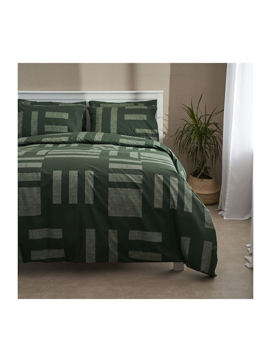 Charalambidis Textiles Duvet Cover Queen 220x240 Tetris Green