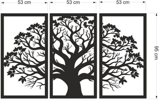 Offene Wandtafel 3D Triptychon Bild Schlafzimmer Baumrahmen 95x159