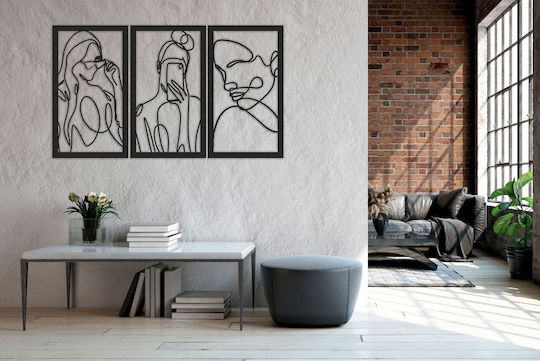Offenes Gemälde Frauen Triptychon Wand Wohnzimmer Dekoratives Paneel 56x96