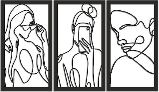 Offenes Gemälde Frauen Triptychon Wand Wohnzimmer Dekoratives Paneel 56x96