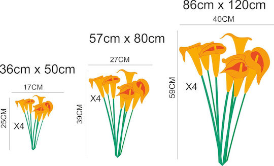 Frühlingsblumen Fensteraufkleber Set aus 4 Teilen 36cm x 50cm