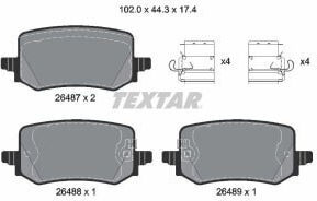 Textar Rear Disc Brake Pad Set Accessories Hyundai Tucson Kia Sportage 1.6 11.20 Height 44.3mm Width 102.0mm Thickness 17.4mm